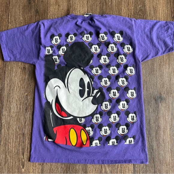Vintage Mickey& Co Mickey Mouse AOP large double sided face graphic shirt M USA - Picture 1 of 12